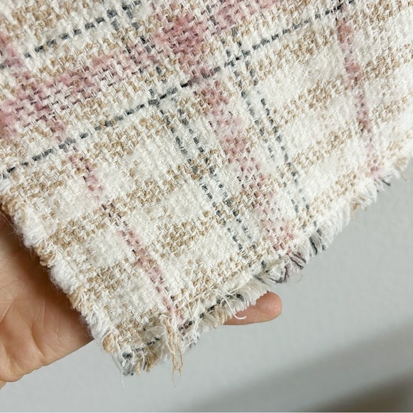 Rebecca Taylor Gabrielle Classic Jacket Plaid Tweed Blazer Sz 6 Pink Tan Cream - Picture 14 of 15